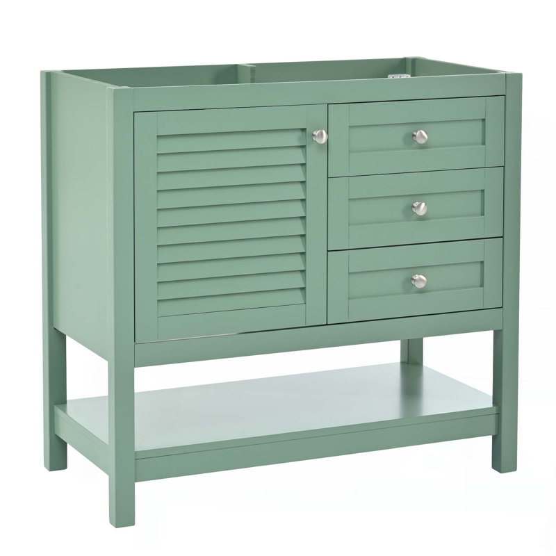 Meuble-lavabo 36 po sans lavabo, ensemble de meuble-lavabo autoportant avec 2 tiroirs et portes à fermeture douce, meuble de rangement pour salle de bain avec pieds en bois massif