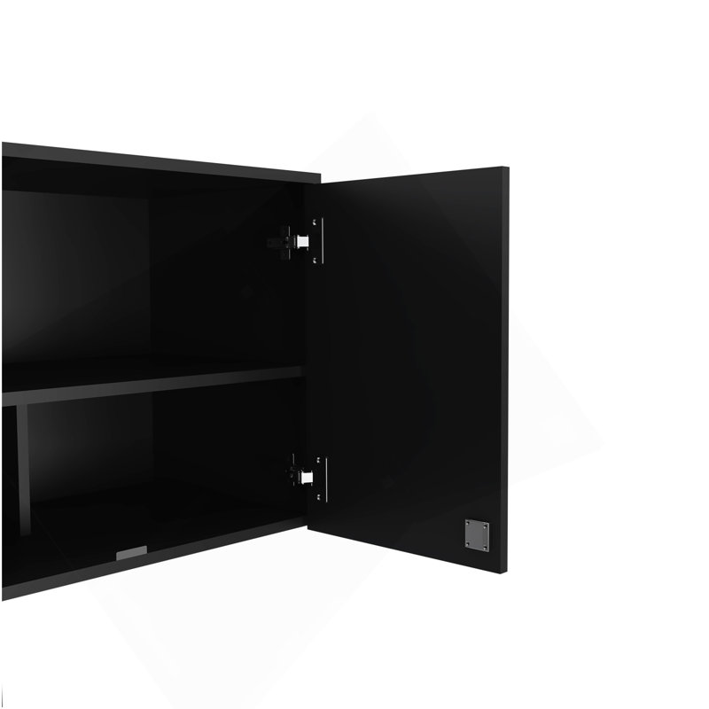 Armoire de rangement murale H 20 po, deux portes, trois tablettes internes, noir