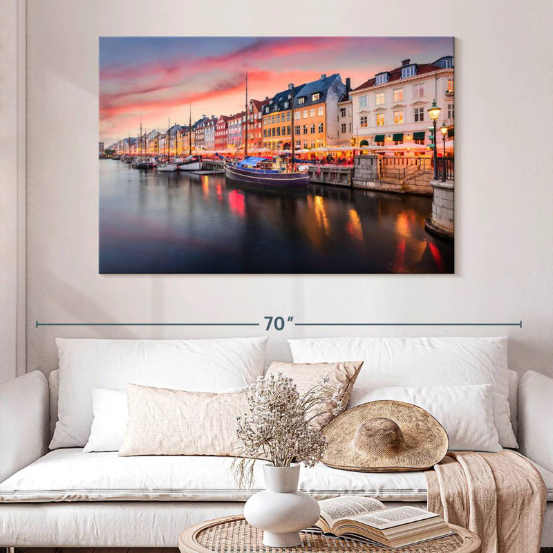 Ravi Nyhavn, canal de Copenhague, H 34 po x l 51 po