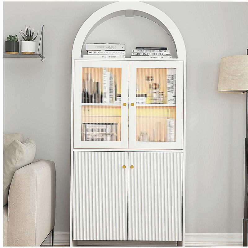 Modern Tech-Inspired MDF Dome Cabinet - A Smart Combination of Snack Storage and LED Lighting.