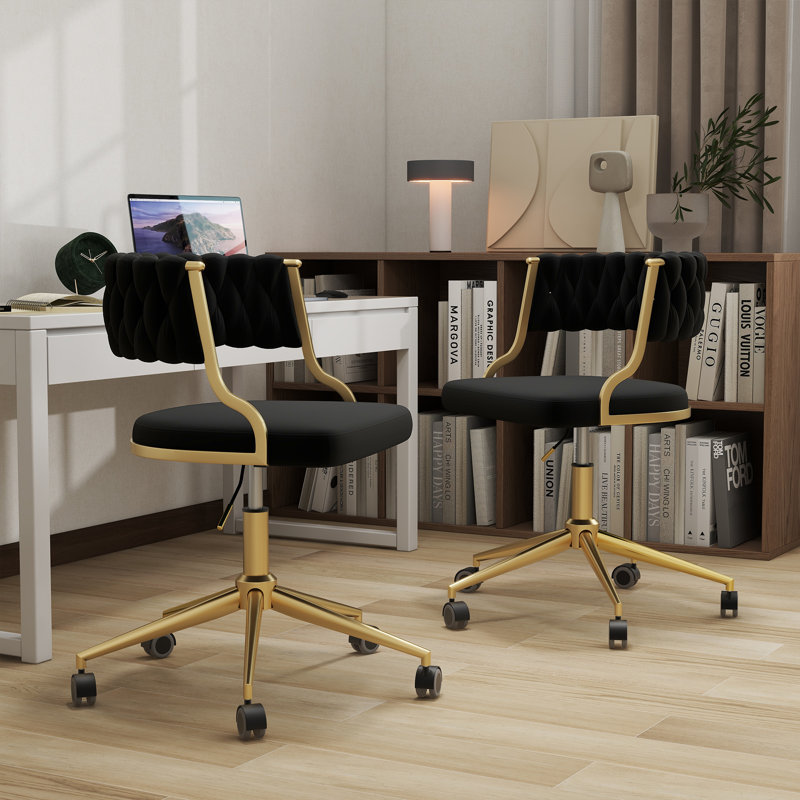 Pia Ricco Velvet Task Chair, Black