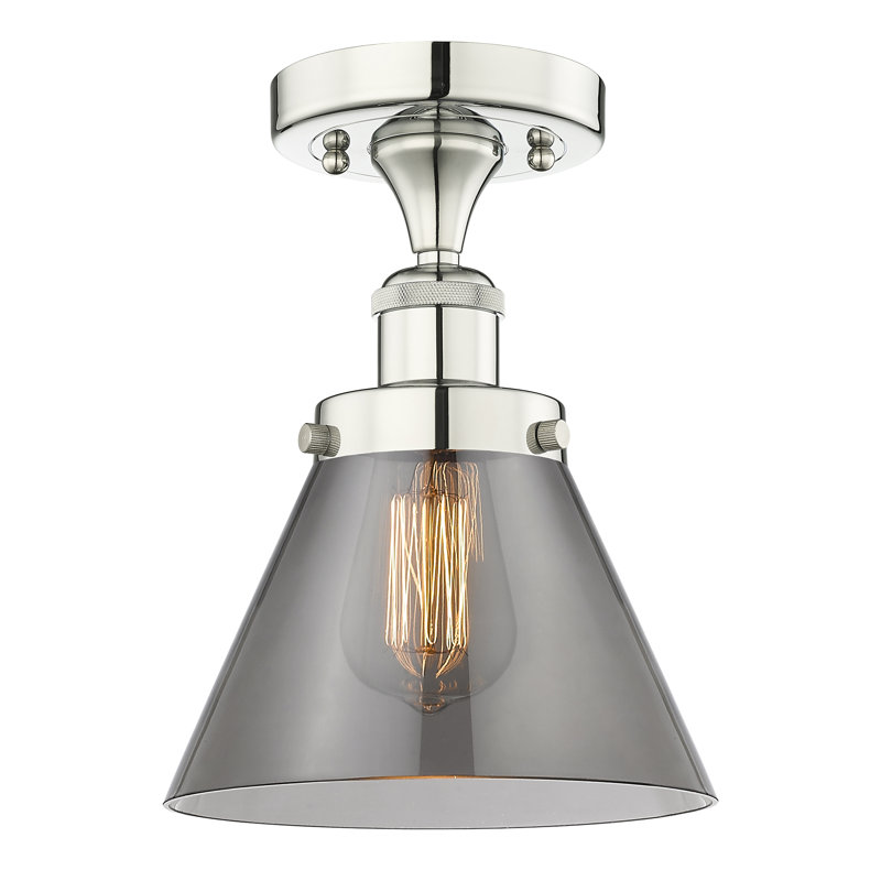 Cone 1 Light Semi-Flush Mount, Plated Smoke, Polished Nickel