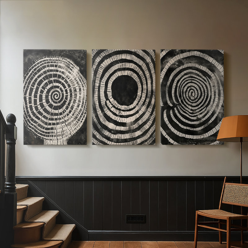 ABSTRACT Series CXCVI - Toile tendue sur mesure - 3 pièces, H 27 po x l 54 po