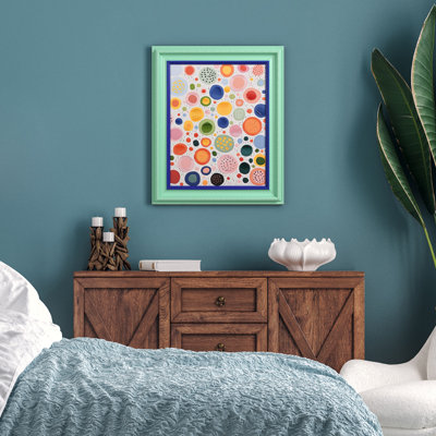 «Colorful Sphere Harmony», art mural sur toile à motif giclée à la main et encadré baroque bicolore