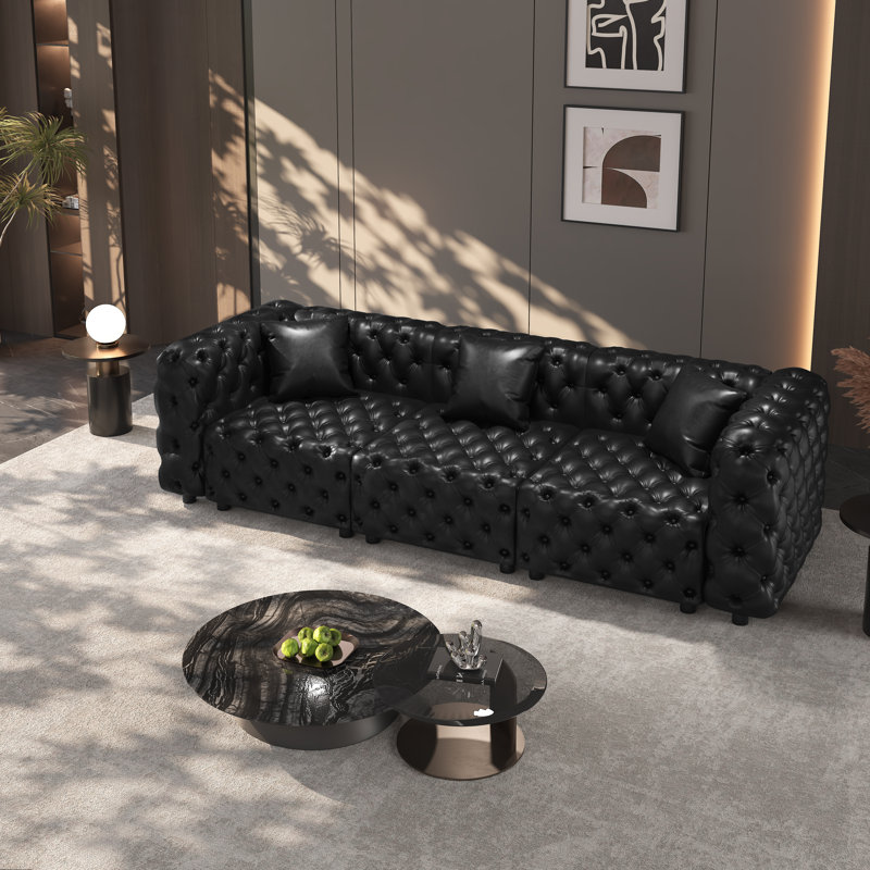Canapé modulaire rembourré 3 places 105,7 po, Noir