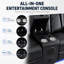 Causeuse inclinable électrique en similicuir de 73,5 po avec haut-parleurs Bluetooth, lumières DEL et console centrale