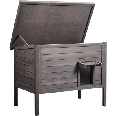 Cat Shelter, Outdoor House With Removable Door Flaps, High - Quality Fir Wood Build, Six Sided Insulation For Cold And Heat Protection, Waterproof Asphalt Sloped Roof, Open Roof Bottom Tidy Living,