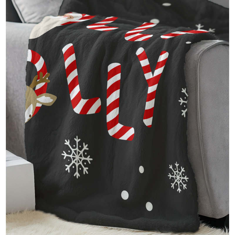 Jeté en velours Holly Jolly Holiday, Gris anthracite, L 60 po x l 50 po