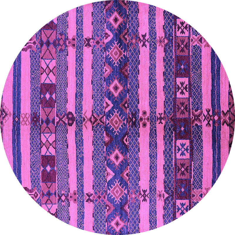 Washable Geometric Indoor Rug, Round 5'