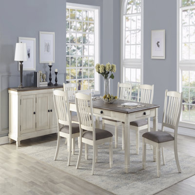 Casual Dining Table 6 Storage Drawers Solid Wood