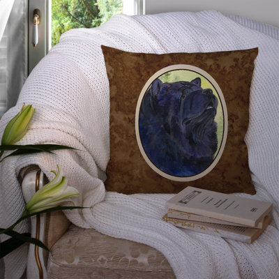 Coussin intérieur/extérieur brun/bleu chow chow