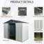 Remise de rangement extérieure en métal 8 pi x 4 pi - blanc et noir. Cadre en fer galvanisé. Spacieux pour l'équipement. Porte verrouillable à toit incliné. Intérieur ventilé. Comprend la base, les ancrages, les crochets, la tablette et la serrure-130523258