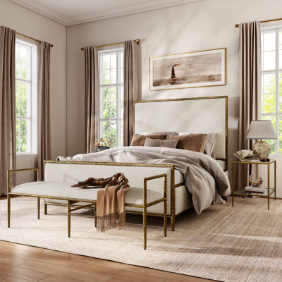 Lalia Modern Hammered Metal 4-Piece Bedroom Set