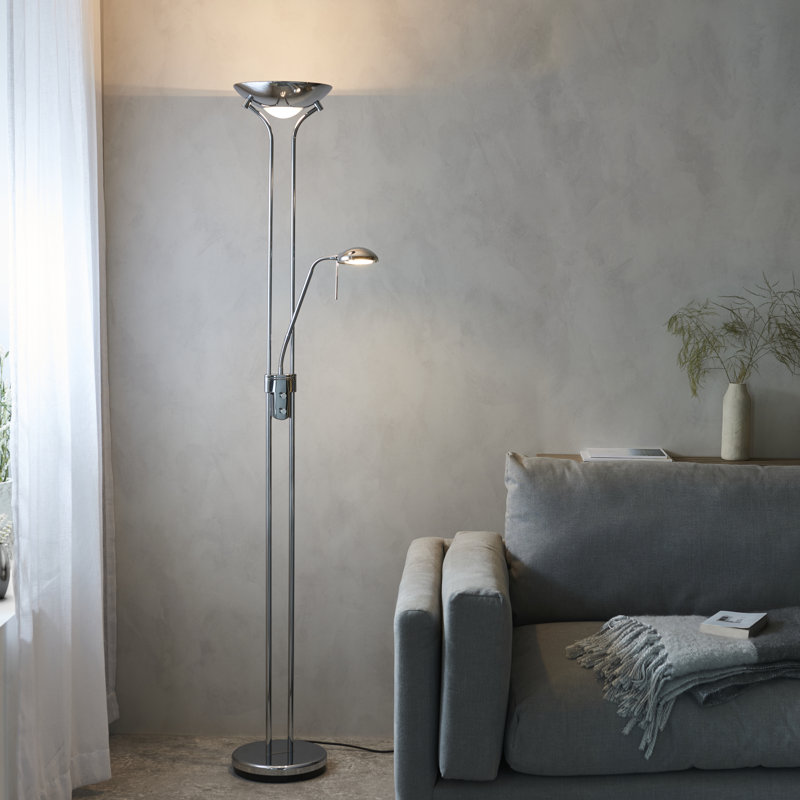 Charlie 180cm Uplighter Floor Lamp, Polished Chrome