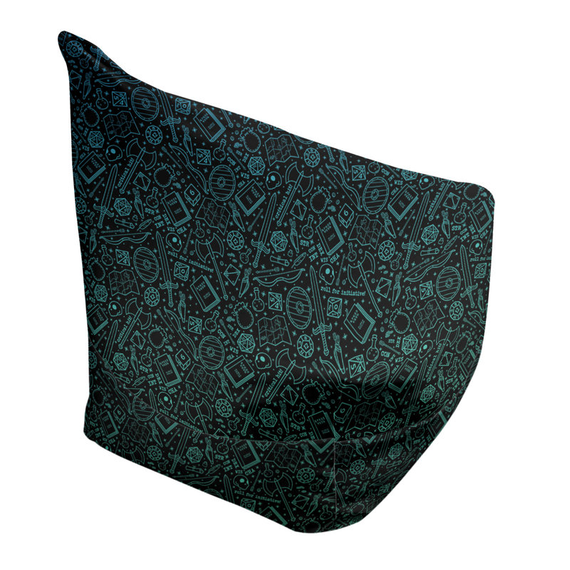 Sac de pois Leffel, H 38 po x L 42 po x P 29 po, Pouf fauteuil, Bleu/noir/vert