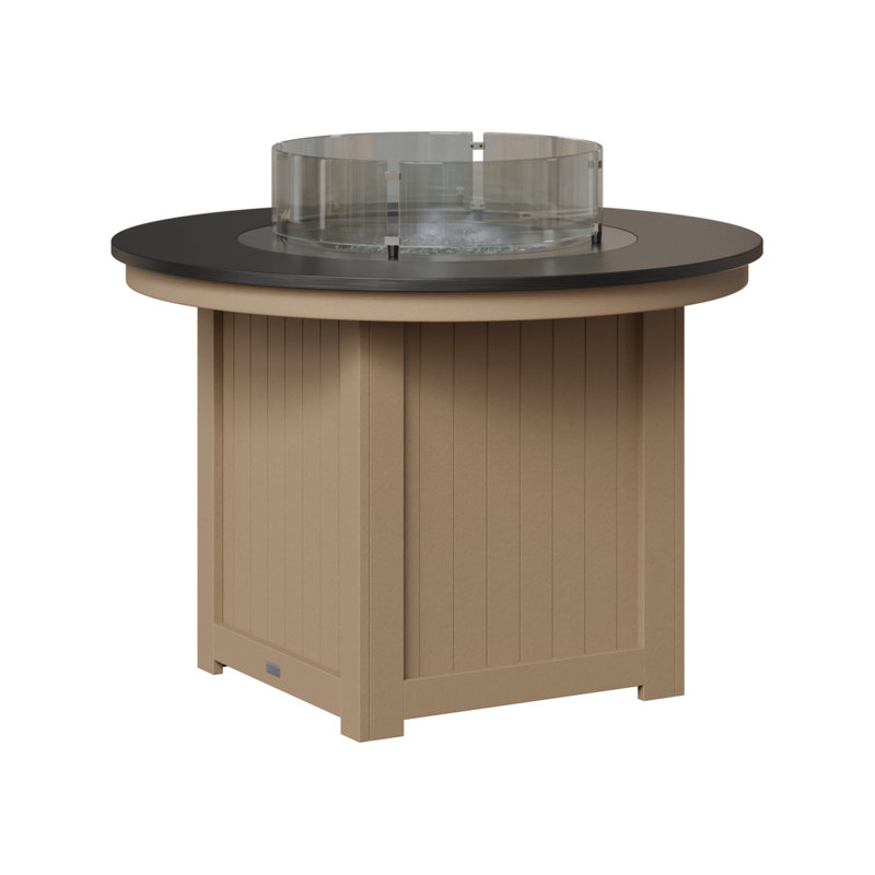 Foyer de table rond Berlin Donoma, H 37 po x l 44 po x P 44 po, Plateau martelé noir avec base en bois vieilli