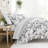 Gray All Season Down-Alternative Reversible Comforter Set in Vintage Magnolia Stripe-1903946809
