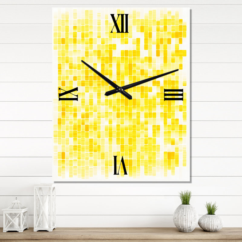 Horloge murale géométrique moderne jaune I, H 28 po x l 12 po x P 1 po