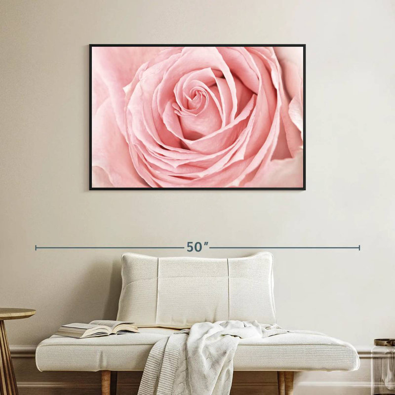 Rose rose fraîche, Cadre flottant noir, 43 po x 29 po