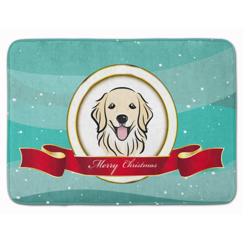 Retriever Merry Christmas Rectangle Microfiber Non-Slip Bath Rug