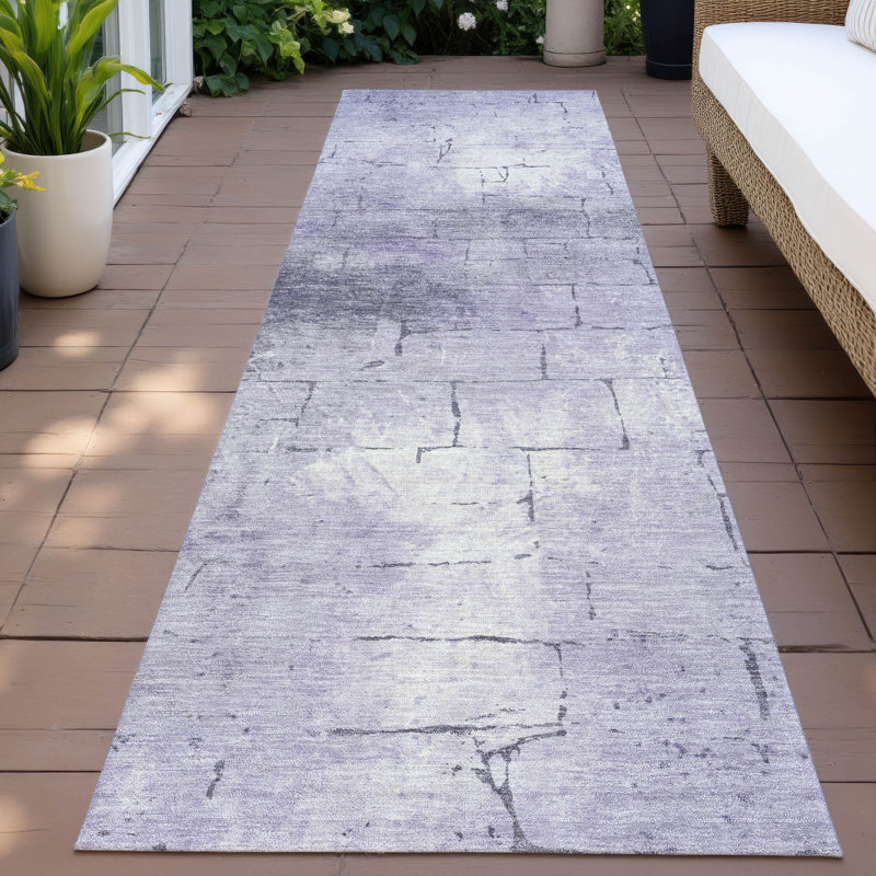 Machine Washable Indoor/Outdoor Husby ACN2215 Geometric Rug, Runner 2'3" x 7'6"