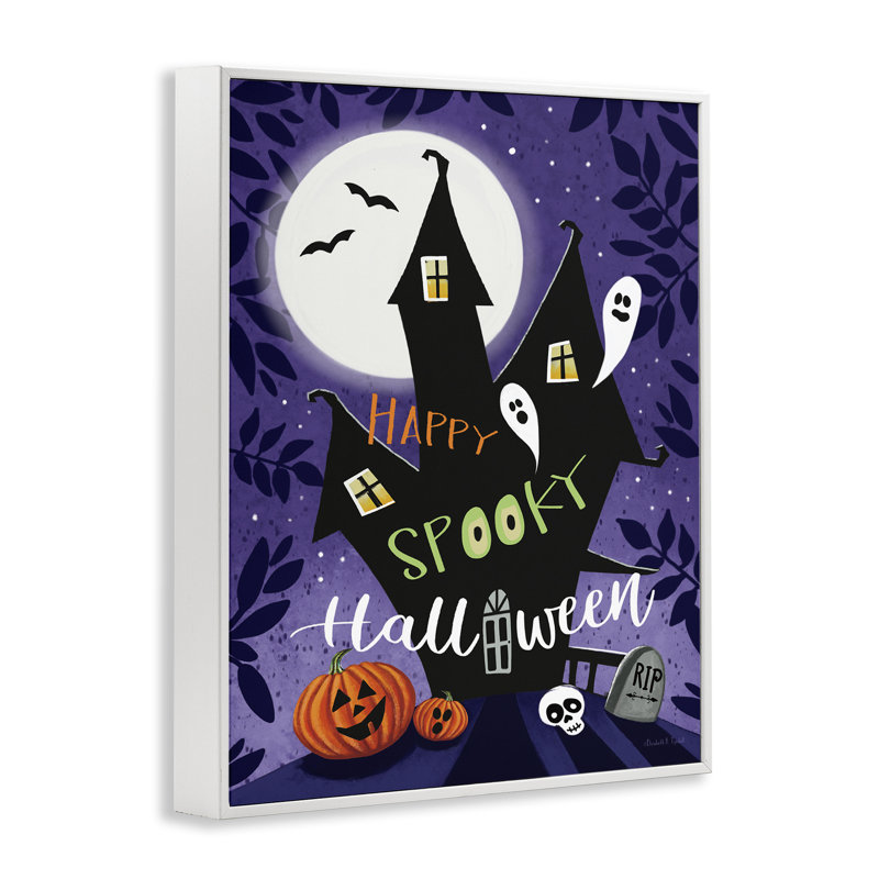 «Spooky Halloween House», estampe numérique encadrée par Elizabeth Tyndall bg-732, Giclée encadrée blanc bord de mer