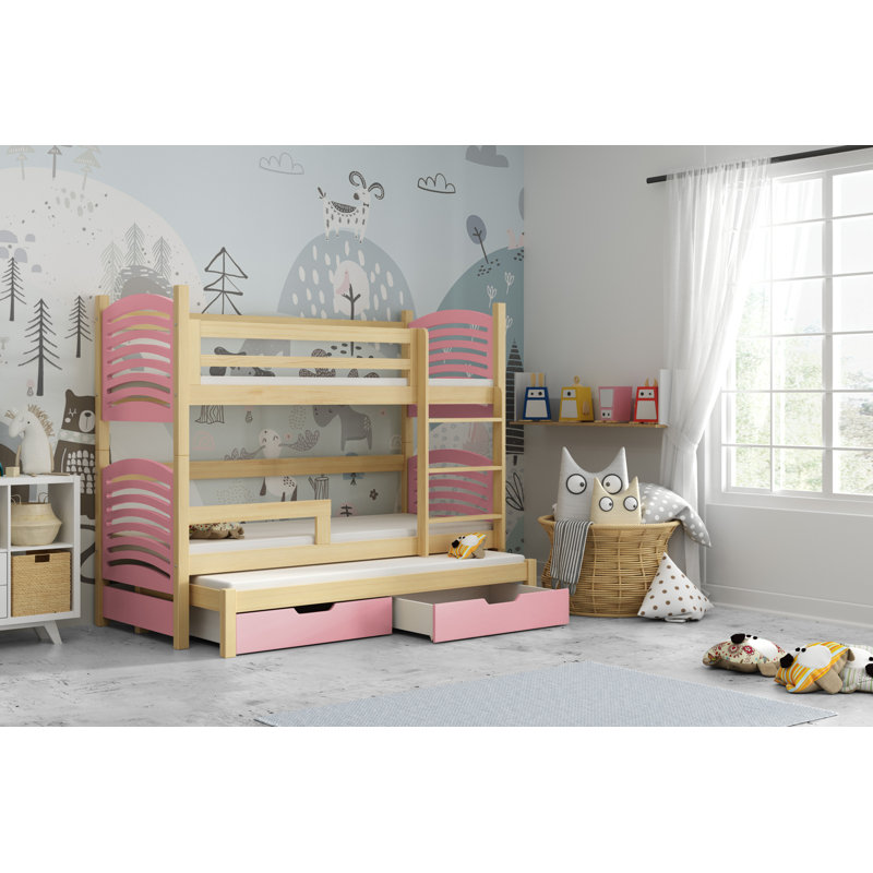 Hiarni Kids Bunk Bed and Mattress by Harriet Bee, Pink