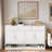 Farmhouse Sideboard With 3 Drawers, 4 Doors, Adjustable Shelf And Open Storage Compartments-986748921