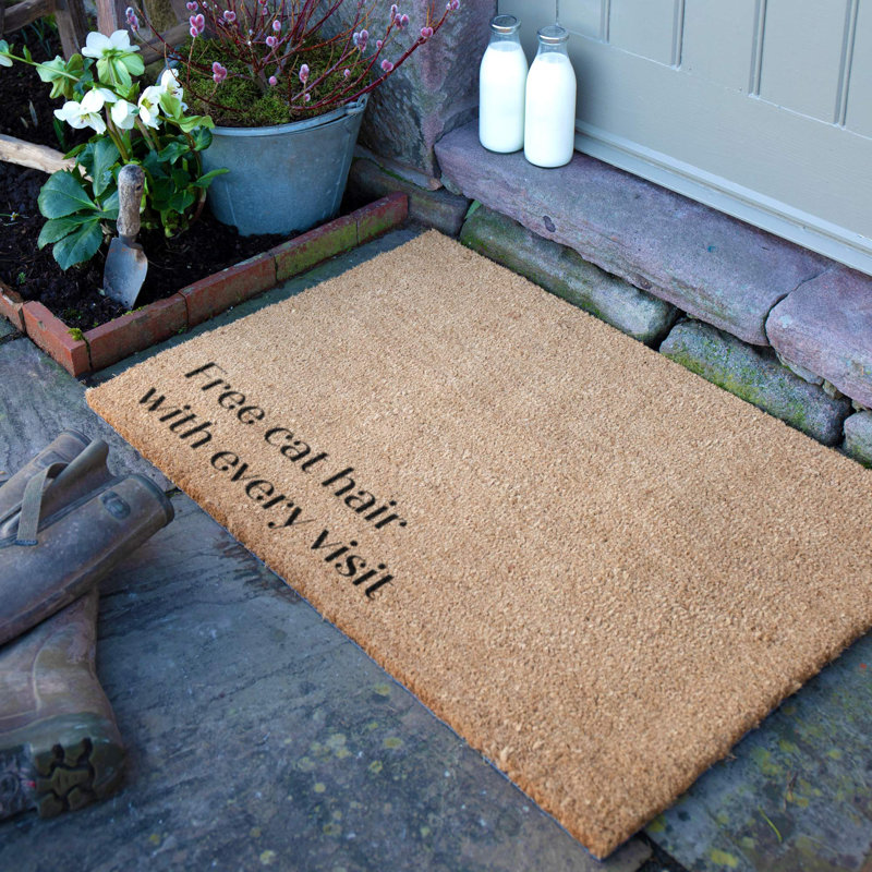 Free Cat Hair With Every Visit Coir Doormat, 90cm W x 60cm L