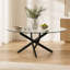 Table basse ovale, table d'appoint en verre de 100 cm avec pattes, table à thé moderne pour salon-1555988665