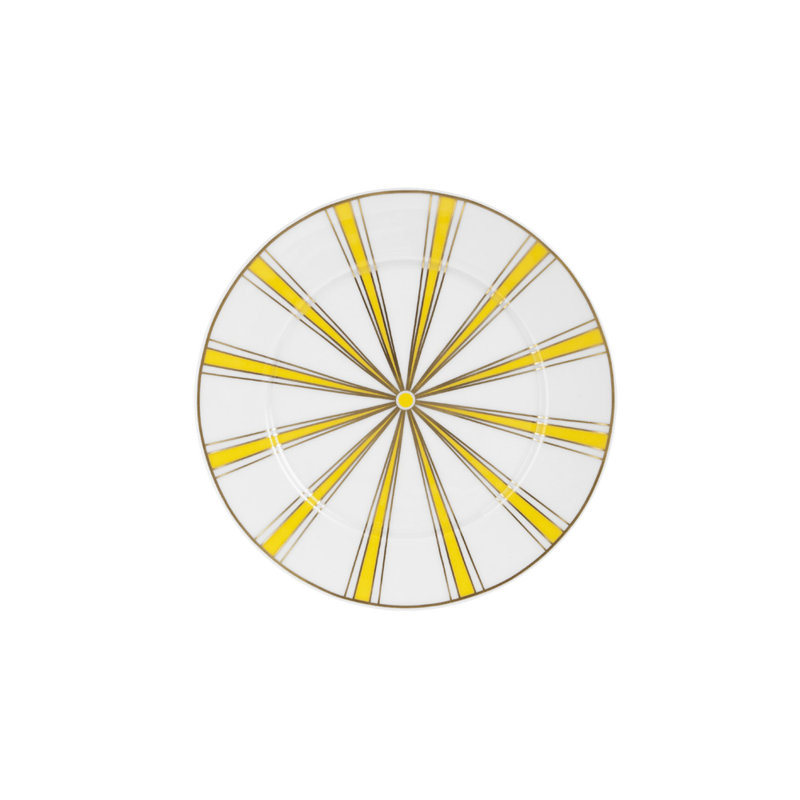 Stripes Porcelain Appetizer Plate, Yellow