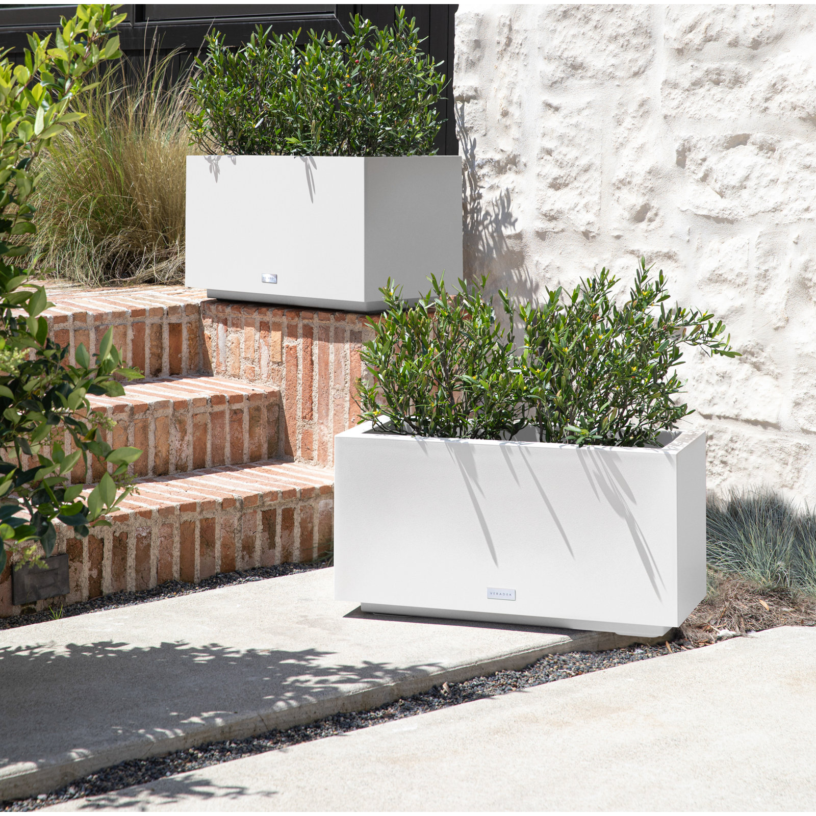 Block Series Planter Box, 13.25” H x 24.75” W x 11” D, White
