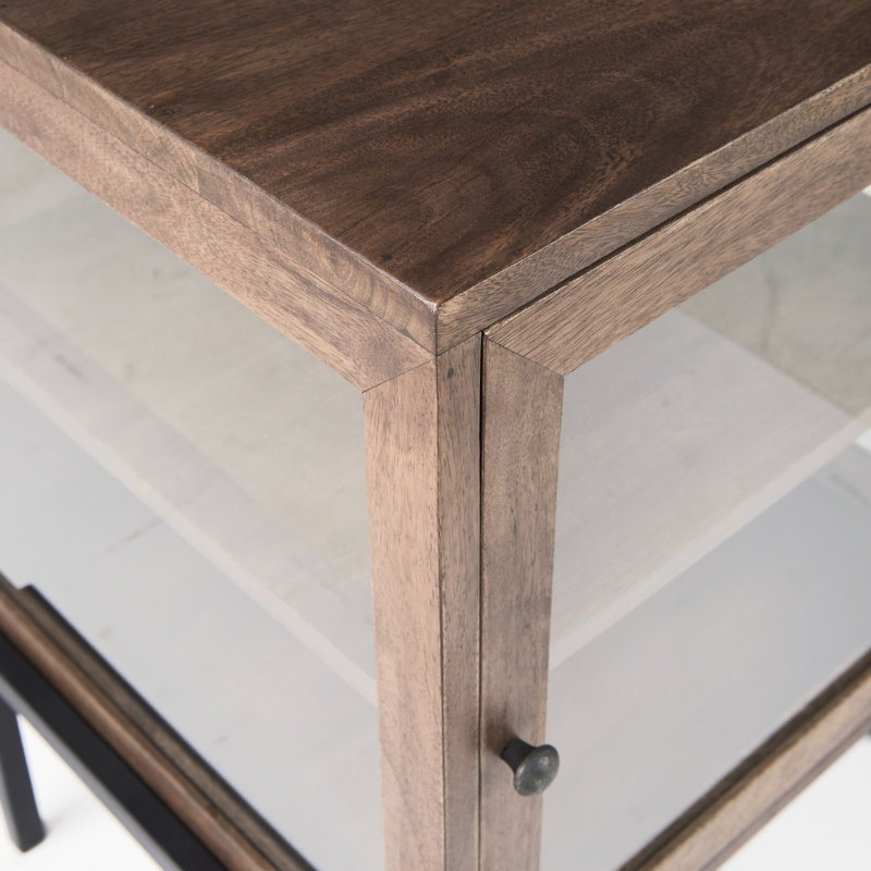 24" Brown Solid Wood Square End Table, Brown