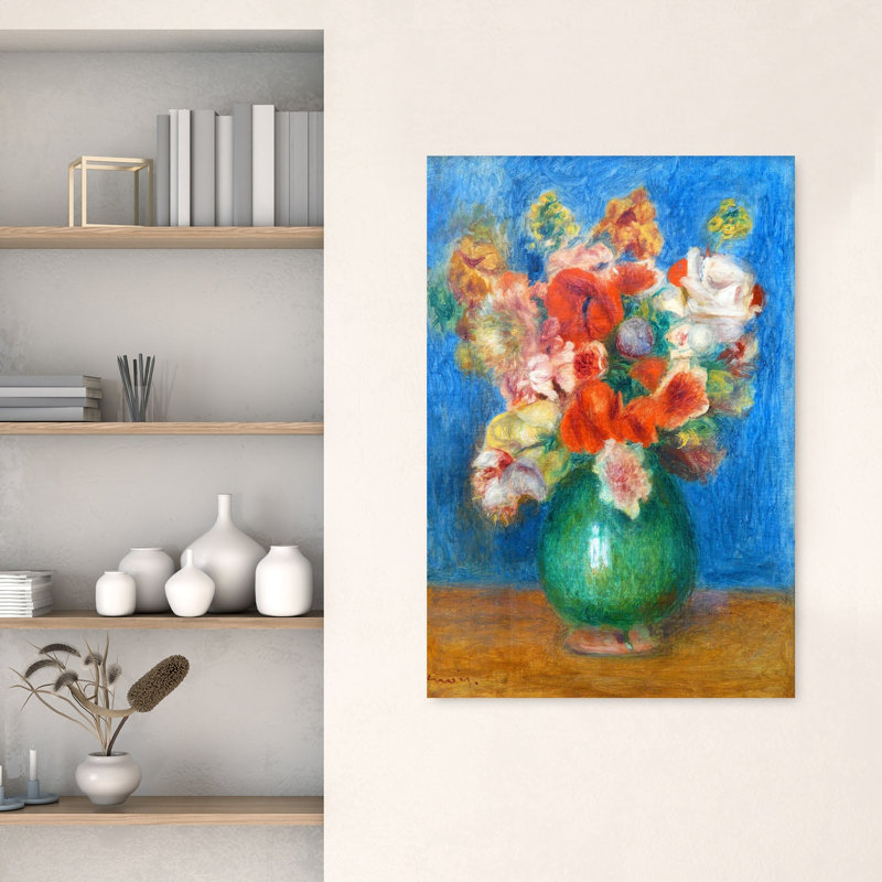 Vase avec fleurs, impression d'art contemporain classique coloré, H 48 po x l 32 po
