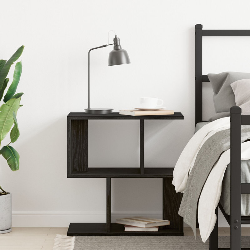 Gillet 50cm W Bedside Table, Black Oak, 1