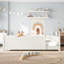 Lits Montessori pour lit double avec rangement, panneau de fibres à densité moyenne en bois de pin, chambre d'enfant beige moderne