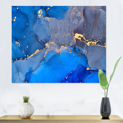 «Blue Luxury Abstract Fluid XVIII», peinture sur toile