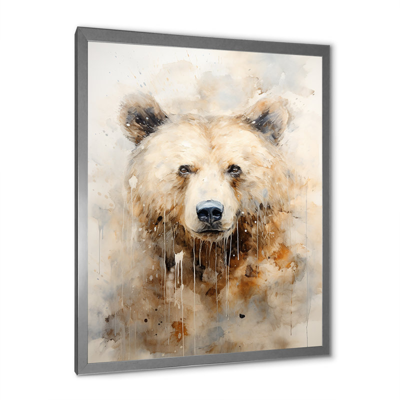 «Minimalisme ours dans la glace», reproduction d'art sur toile, H 44 po x l 34 po x P 1,5 po, Cadre photo argenté