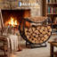 Support à bois de chauffage intérieur ou extérieur, support de rangement pour bûches incurvé de 23,6 po, support en bois compact en fer robuste, capacité de 66 lb