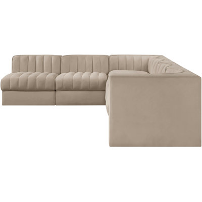 Demars Velvet Performance Fabric Upholstered 6Pc. Modular Sectional
