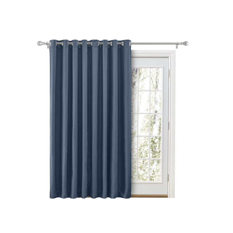 Cedarpoint Elegant Striped Design Grommet Double-Wide Single Patio Panel, Deep Blue, 110" W x 96" L