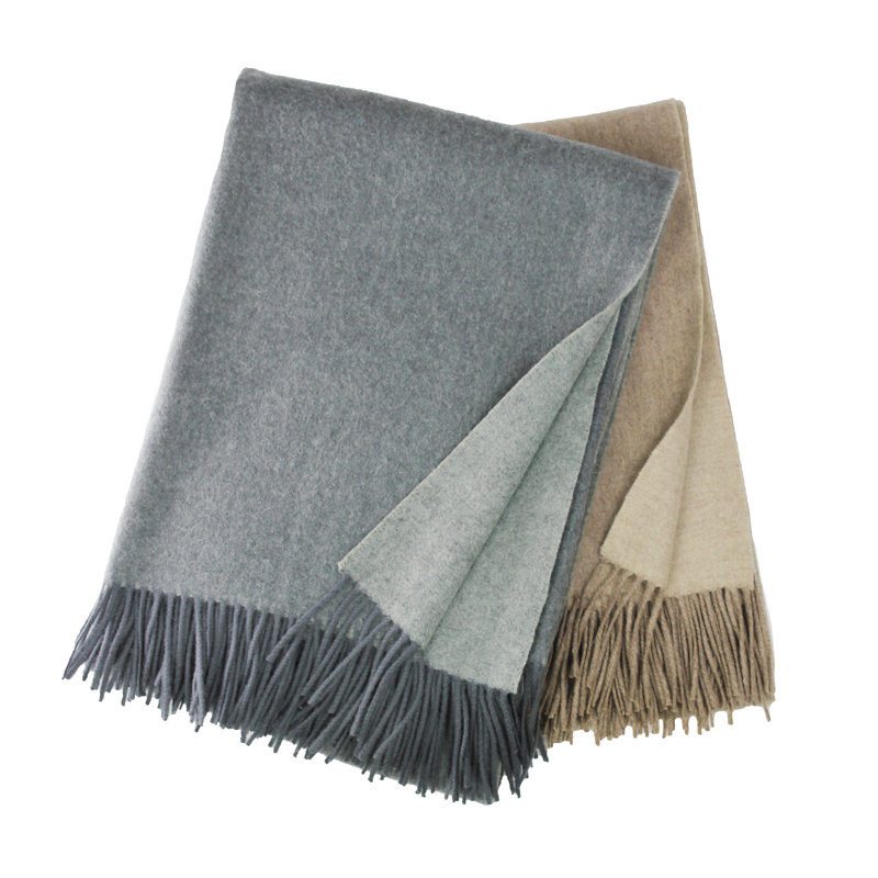 Merino Wool Reversible Throw, Ivory