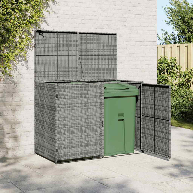 Double Door Weather Resistant Wheelie Bin Shed, Black
