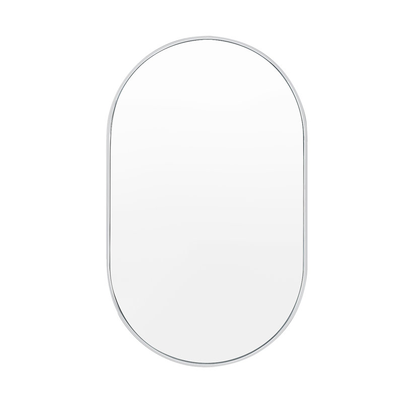 Chaya Metal Oval Wall Mirror, Polish Chrome, 91.4cm H x 55.9cm W