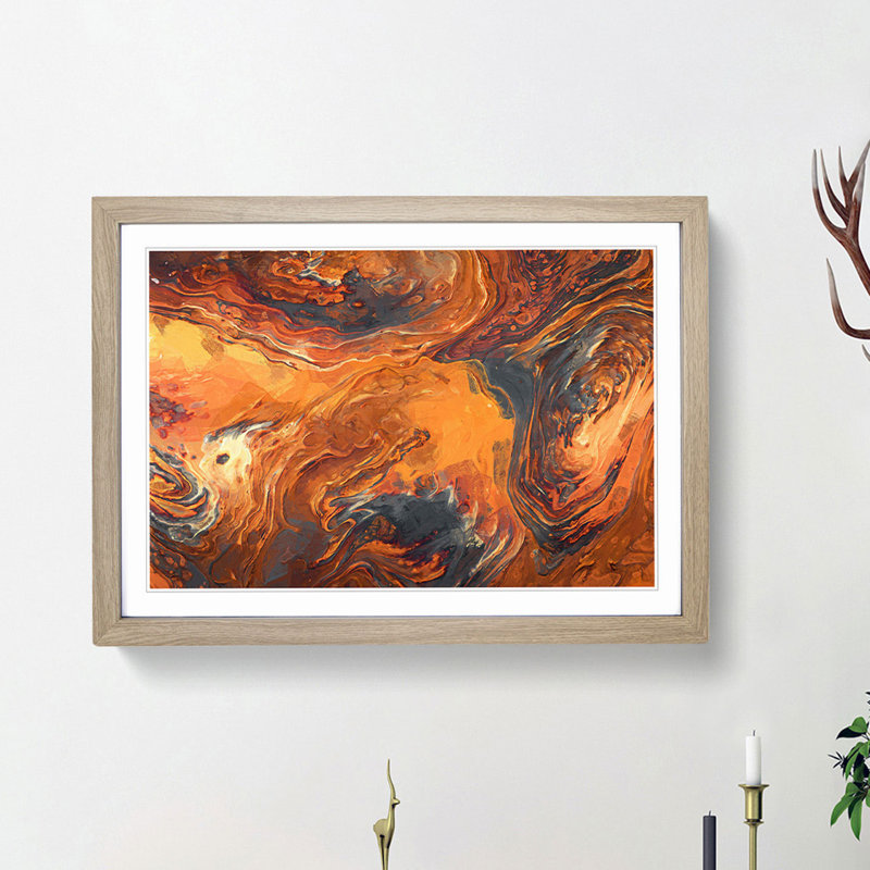 Breaking Down in Abstract - Picture Frame Painting Print, Oak Framed, 62cm H x 87cm W x 2cm D