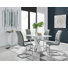 Caba Modern High Gloss and Chrome 4 Seat Dining Table Set with Luxury Faux Leather Dining Chairs