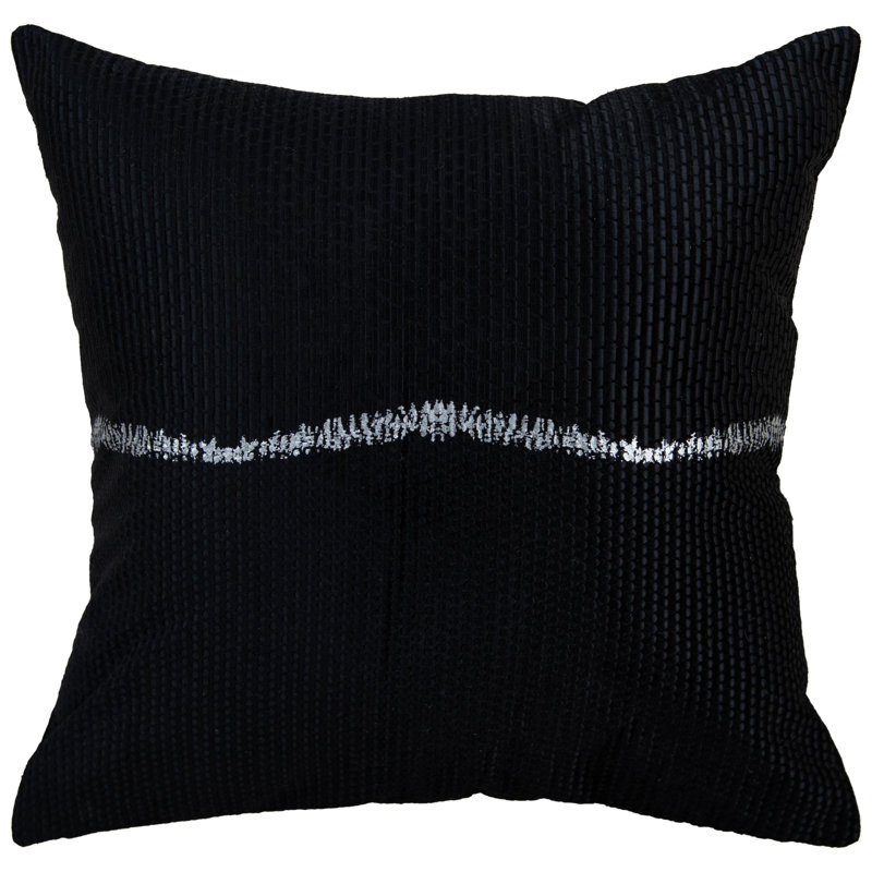 Down Filled Glam Accent Throw Pillow, Black/Silver
