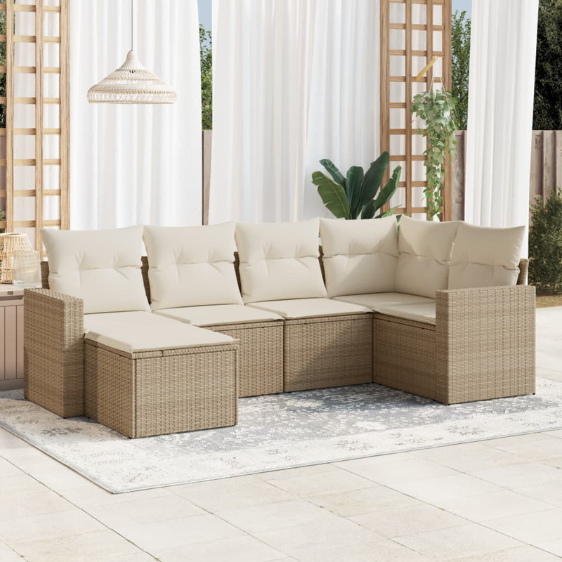 Vidaxl Garden Sofa Set PE Rattan Large Adjustable Armrests