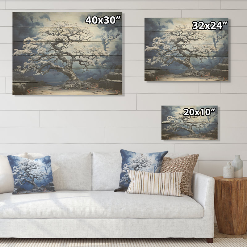 Éveil fauve du chêne bleu - Art de chêne sur bois de pin naturel, H 10 po x l 20 po