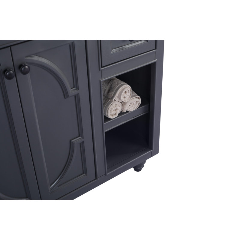 Ensemble de meuble-lavabo simple 36 po Mundy, Gris érable, Noir mat